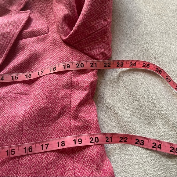 J Crew Bristol raspberry pink multi chevron 100% wool double breasted blazer, 14 - Picture 14 of 16